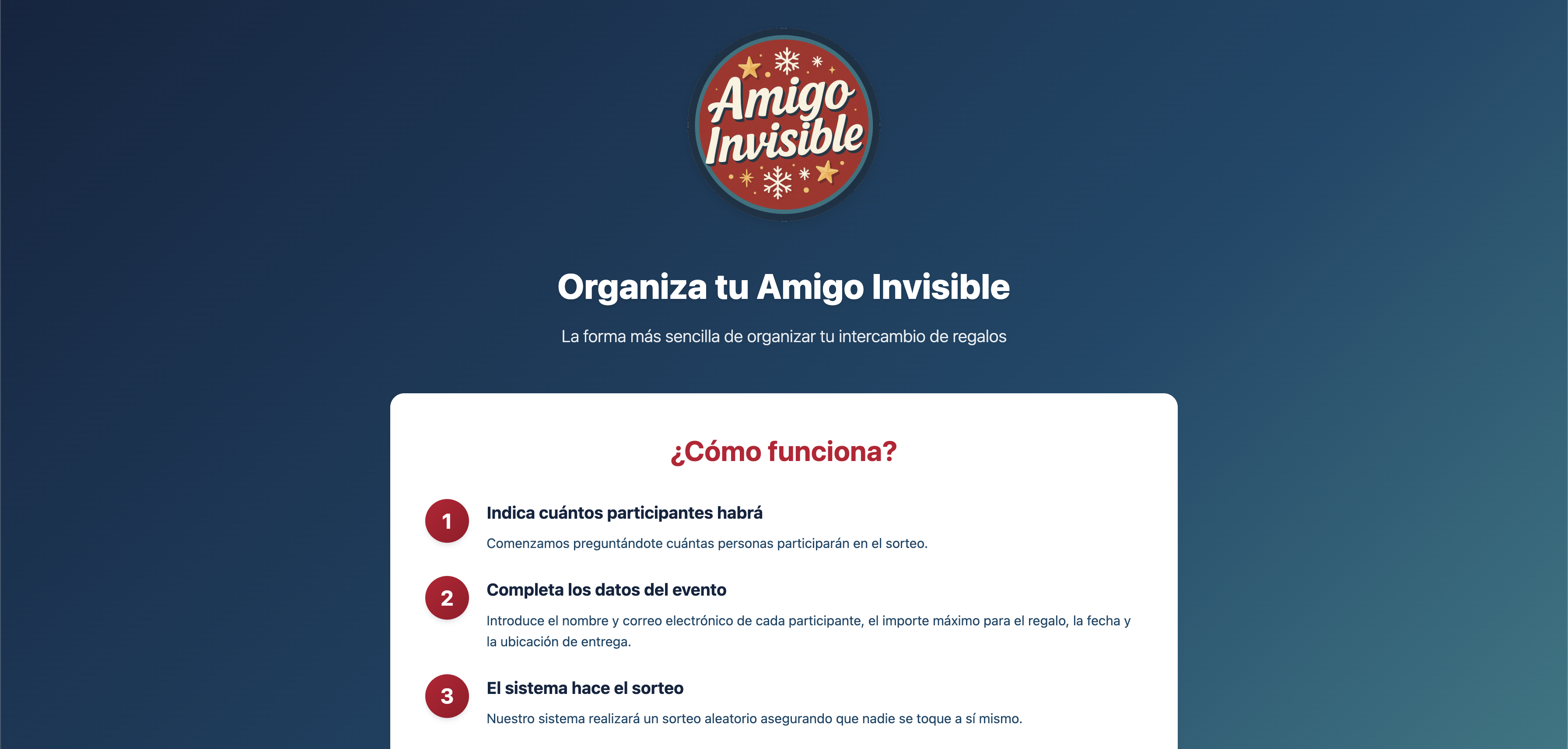 Captura del proyecto generador de amigo invisible